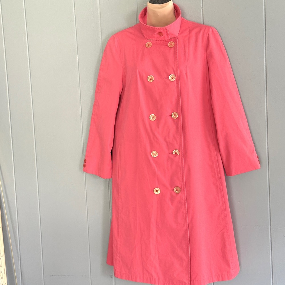 Misty Harbor Vintage 60s Coral Pink Trench Coat Mod‎ Raincoat Union Made Size 12